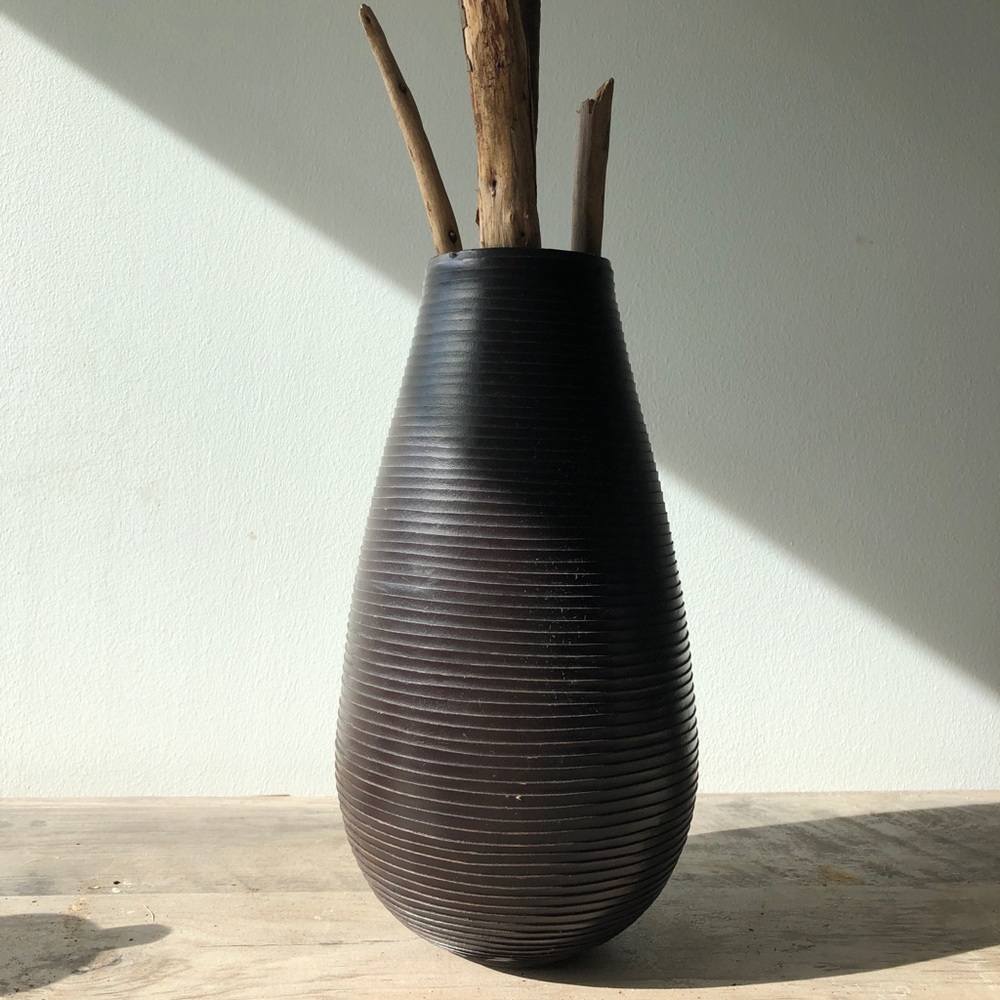 Boho vintage faux leather textured vase